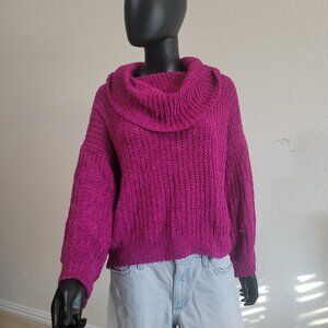 Express Sweater Womens Med Cowl Neck Long Sleeve Purple Chunky Gilmore Girls